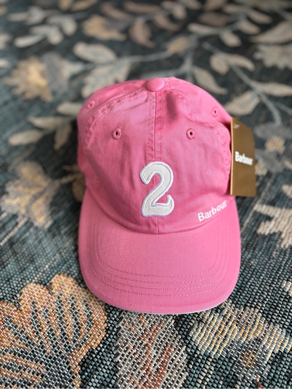 Barbour Pink Polo Cap with White Embroidered Logo Baseball Hat NEW